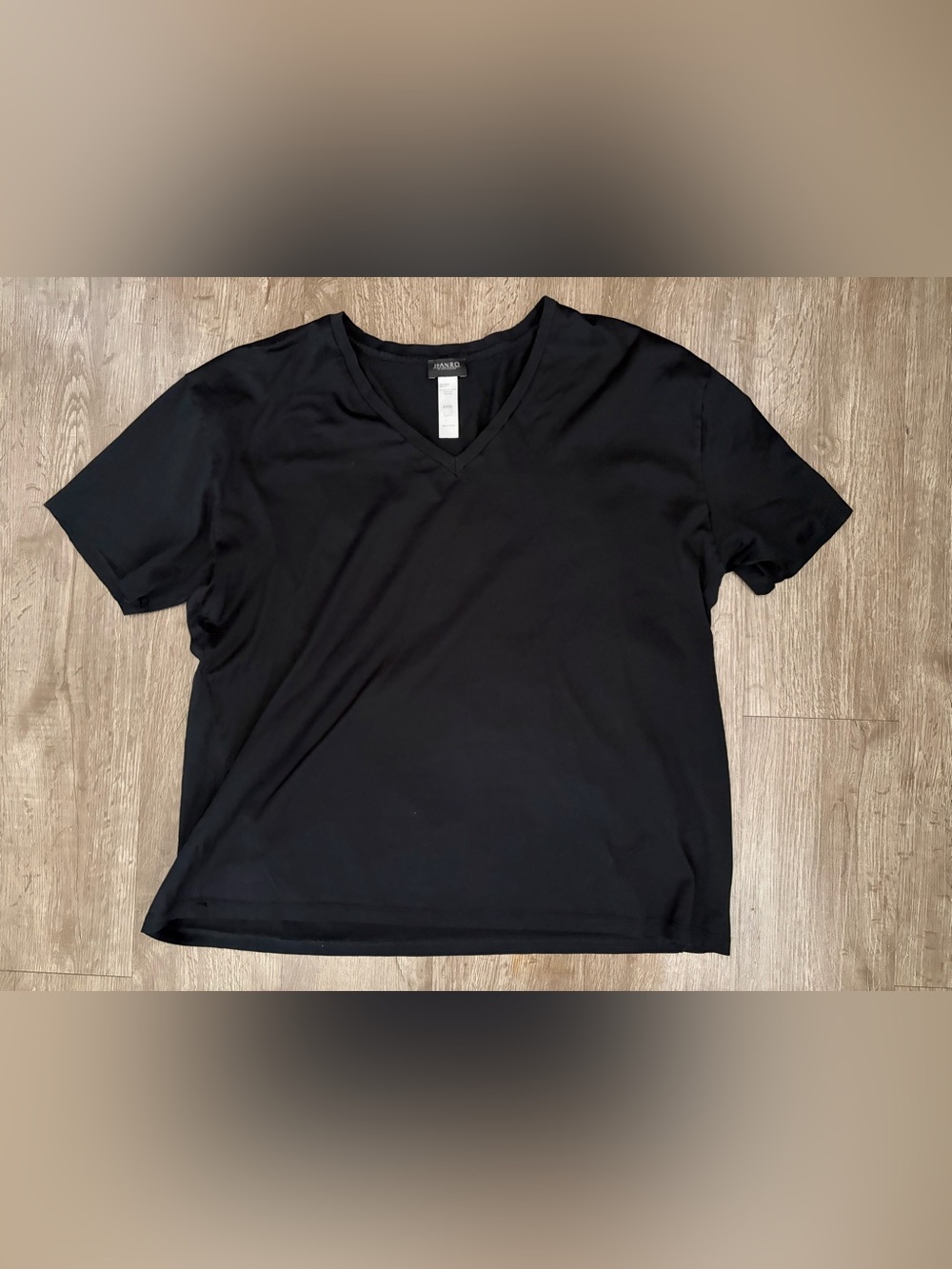 Hanro of Switzerland Cotton Sporty V-Neck Tee XXXL Black Luxury Mercerized